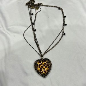 Betsy Johnson leopard heart necklace